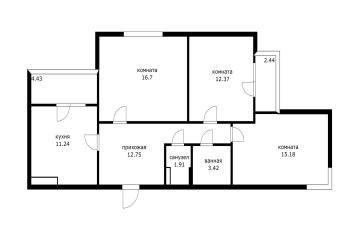 Фото №2: 3-комнатная квартира 73 м² - Краснодар, мкр. жилой комплекс Перспектива, ул. Героев-Разведчиков, 12