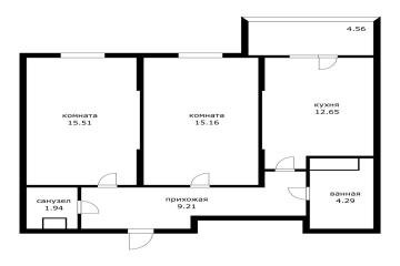 Фото №3: 2-комнатная квартира 57 м² - Знаменский, мкр. Родные Просторы, ул. Природная, 10Б