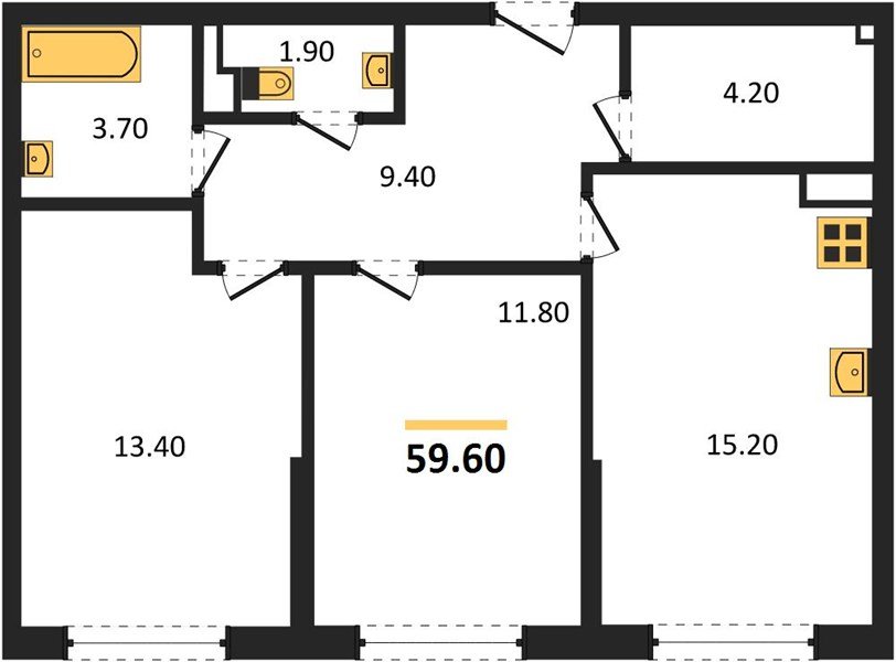 Фото №1: 2-комнатная квартира 59 м² - Краснодар, Догма Парк, мкр. Прикубанский внутригородской округ