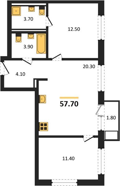 Фото №1: 2-комнатная квартира 57 м² - Краснодар, мкр. Прикубанский внутригородской округ