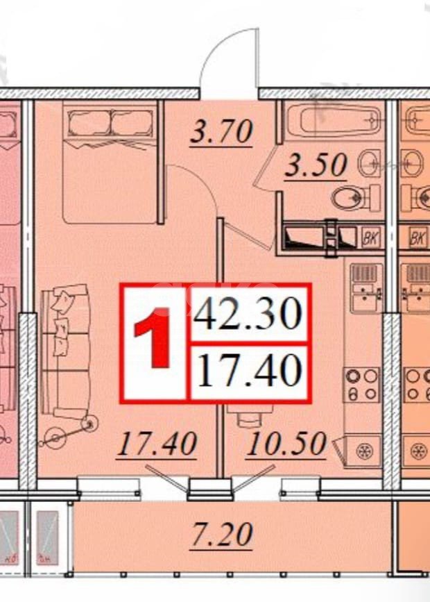 Фото №24: 1-комнатная квартира 42 м² - Анапа, жилой комплекс Приоритет, ул. Омелькова, 93