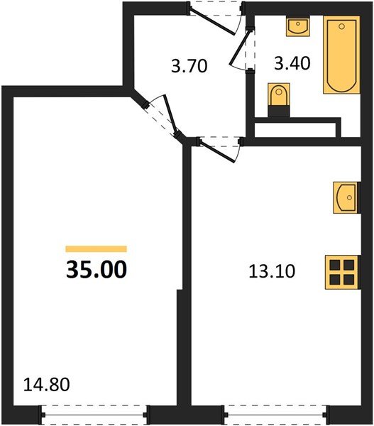 Фото №1: 1-комнатная квартира 35 м² - Краснодар, Прикубанский внутригородской округ, мкр. Догма Парк, ул. Марины Цветаевой, 36