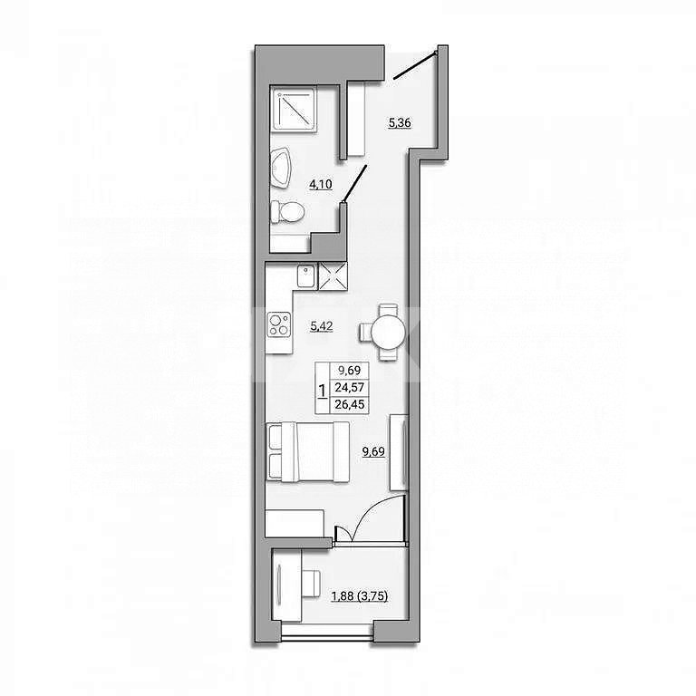Фото №17: Студия 27 м² - Ростов-на-Дону, Пролетарский, ул. Береговая, 73с2