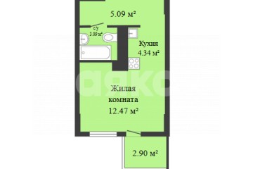 Фото №2: Студия 27 м² - Ростов-на-Дону, мкр. жилой комплекс Екатерининский, ул. Магнитогорская, 2А