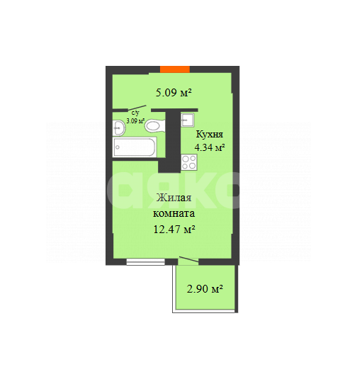 Фото №2: Студия 27 м² - Ростов-на-Дону, жилой комплекс Екатерининский, ул. Магнитогорская, 2А