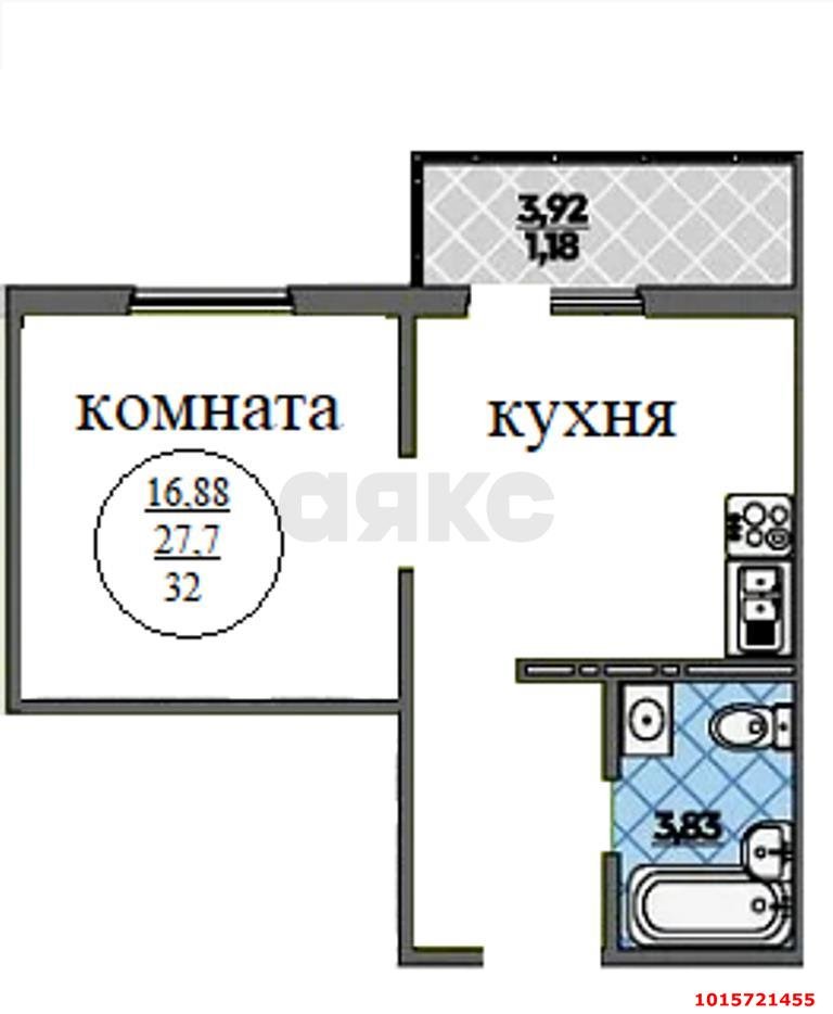 Фото №2: 1-комнатная квартира 32 м² - Краснодар, Прикубанский внутригородской округ, мкр. Молодёжный, ул. Душистая, 29
