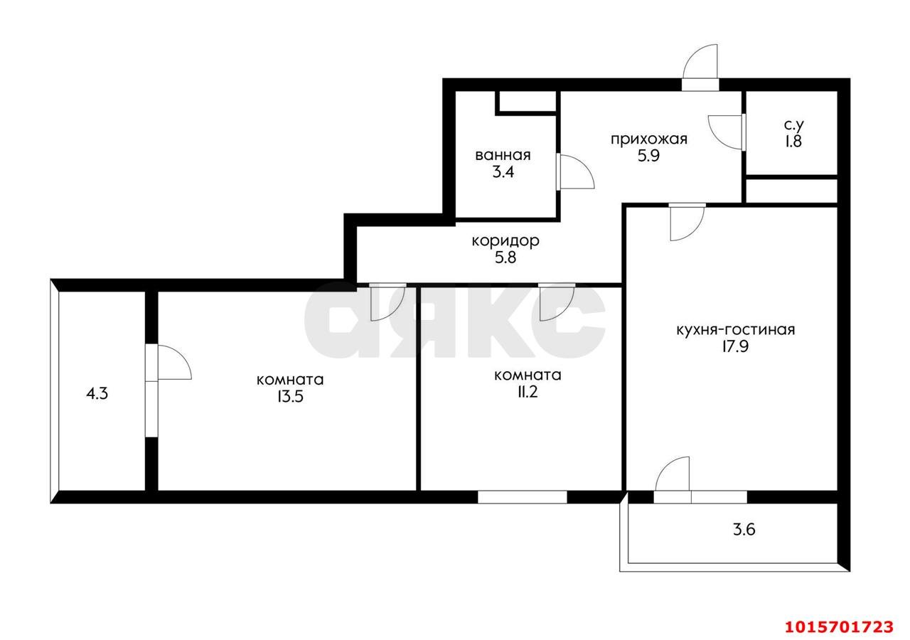Фото №18: 2-комнатная квартира 69 м² - Краснодар, жилой комплекс Свобода, ул. Домбайская, 55к2