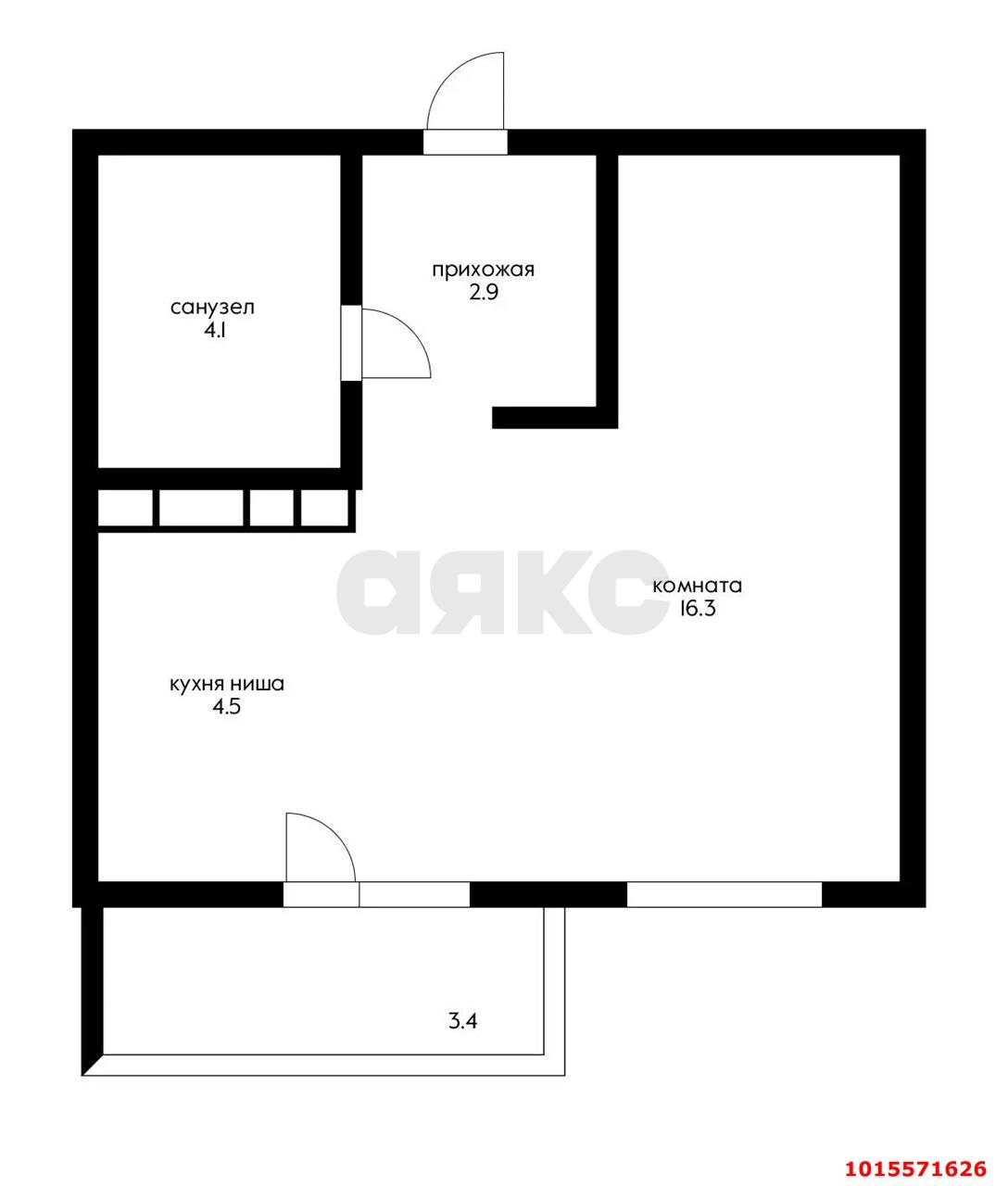 Фото №15: Студия 27 м² - Краснодар, ЖК Губернский, Прикубанский внутригородской округ, мкр. Губернский, ул. им. Героя Яцкова И.В., 15к1