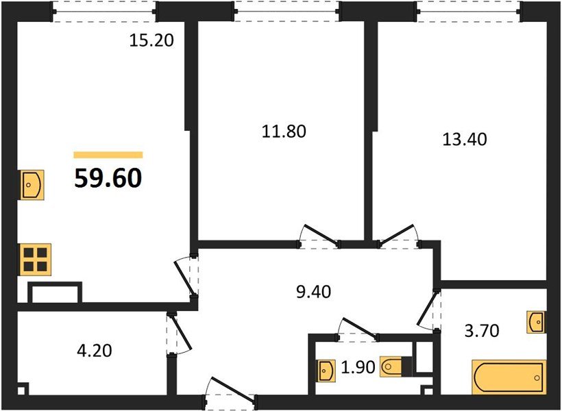 Фото №1: 2-комнатная квартира 59 м² - Краснодар, Прикубанский внутригородской округ, мкр. Догма Парк