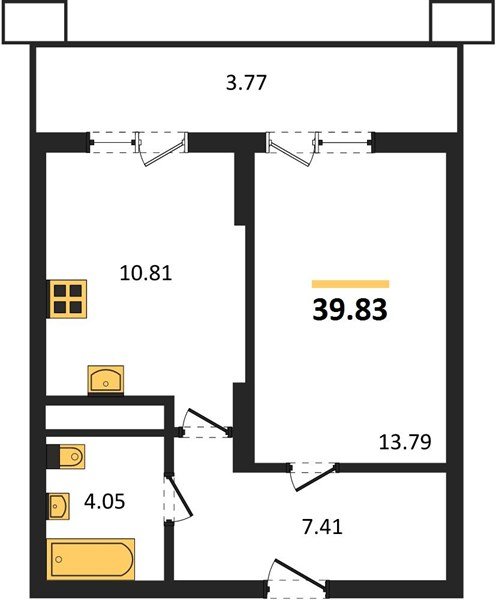 Фото №1: 1-комнатная квартира 44 м², 8/18 эт. - Знаменский, Карасунский внутригородской округ, мкр. Родные Просторы