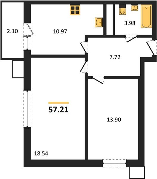 Фото №1: 2-комнатная квартира 60 м², 7/18 эт. - Знаменский, Карасунский внутригородской округ, мкр. Родные Просторы
