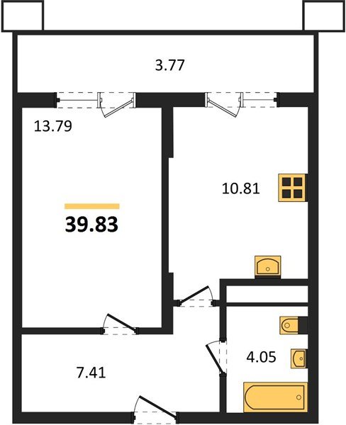 Фото №1: 1-комнатная квартира 44 м², 11/18 эт. - Знаменский, Карасунский внутригородской округ, мкр. Родные Просторы