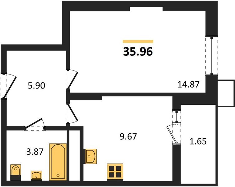 Фото №1: 1-комнатная квартира 38 м², 6/18 эт. - Знаменский, Карасунский внутригородской округ, мкр. Родные Просторы