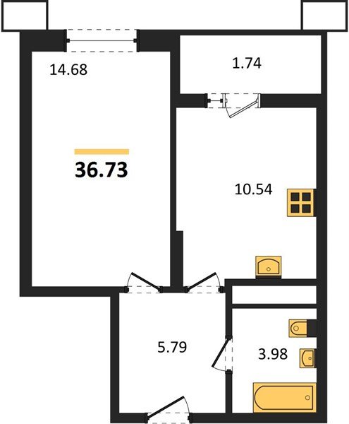 Фото №1: 1-комнатная квартира 39 м², 6/18 эт. - Знаменский, Карасунский внутригородской округ, мкр. Родные Просторы