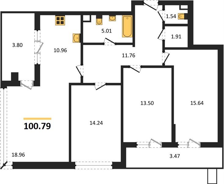 Фото №1: 3-комнатная квартира 100 м² - Знаменский, Карасунский внутригородской округ, мкр. Родные Просторы