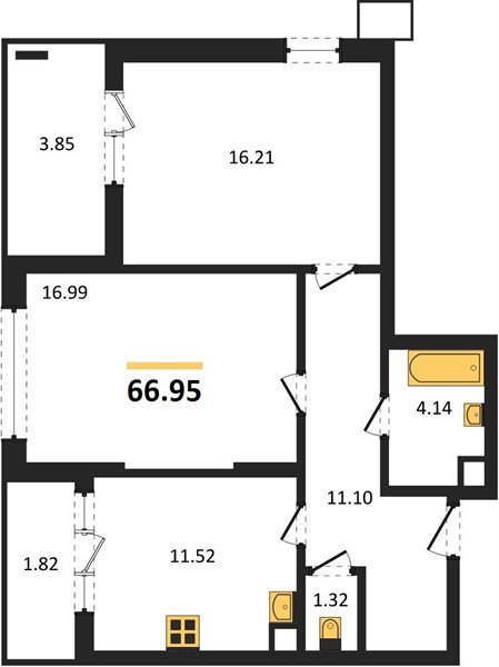 Фото №1: 2-комнатная квартира 66 м² - Знаменский, Карасунский внутригородской округ, мкр. Родные Просторы