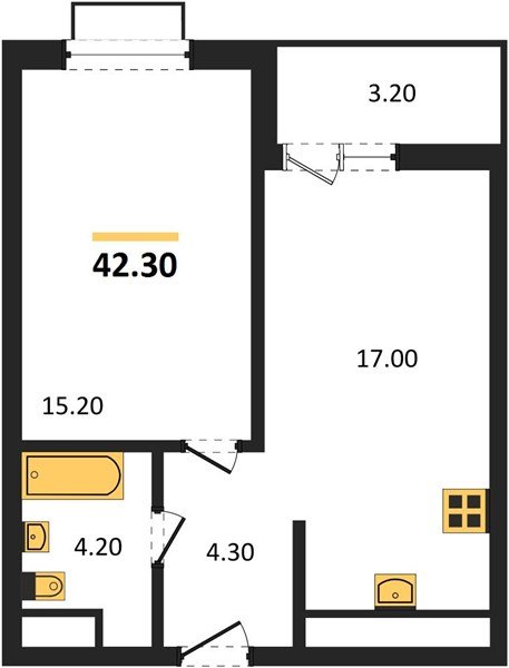 Фото №1: 1-комнатная квартира 42 м² - Яблоновский, мкр. ЖК Мегасити