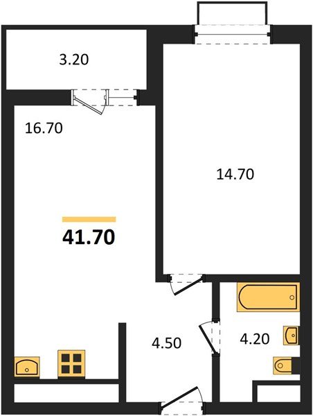 Фото №1: 1-комнатная квартира 41 м² - Яблоновский, мкр. ЖК Мегасити
