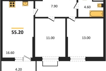 Фото №1: 2-комнатная квартира 55 м² - Яблоновский, мкр. ЖК Мегасити, 