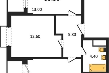 Фото №1: 2-комнатная квартира 55 м² - Яблоновский, мкр. ЖК Мегасити,