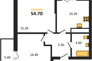 Фото №1: 2-комнатная квартира 54 м² - Яблоновский, мкр. ЖК Мегасити, 