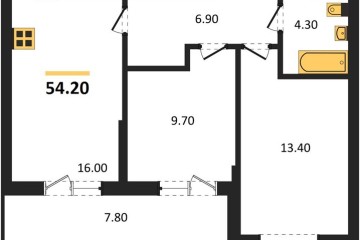 Фото №1: 2-комнатная квартира 54 м² - Яблоновский, мкр. ЖК Мегасити,