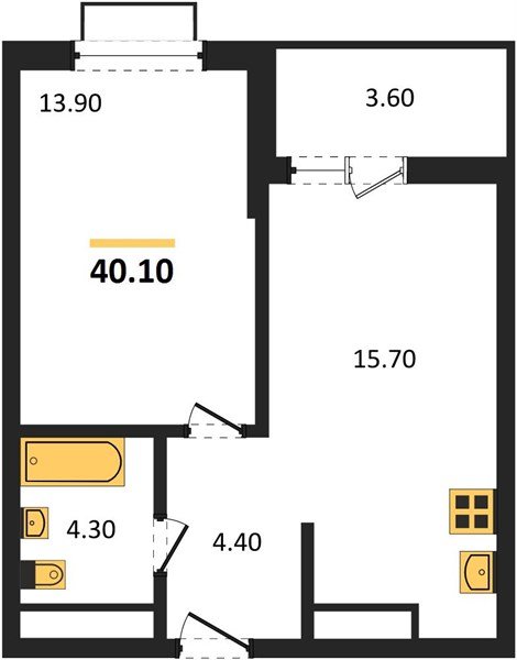 Фото №1: 1-комнатная квартира 40 м² - Яблоновский, мкр. ЖК Мегасити