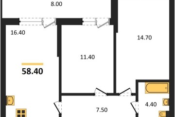 Фото №1: 2-комнатная квартира 58 м² - Яблоновский, мкр. ЖК Мегасити, 