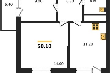 Фото №1: 2-комнатная квартира 50 м² - Яблоновский, мкр. ЖК Мегасити, 