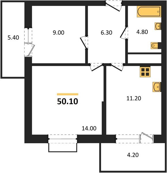 Фото №1: 2-комнатная квартира 50 м² - Яблоновский, мкр. ЖК Мегасити