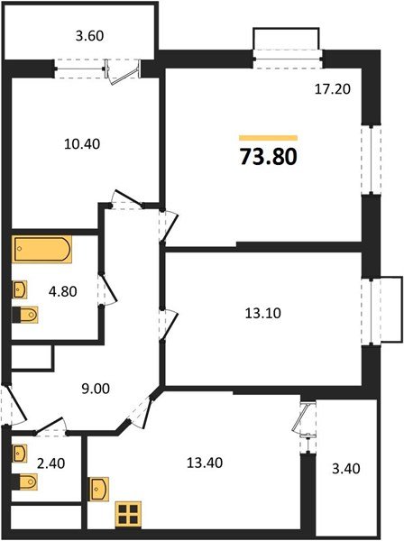 Фото №1: 3-комнатная квартира 73 м² - Яблоновский, мкр. ЖК Мегасити