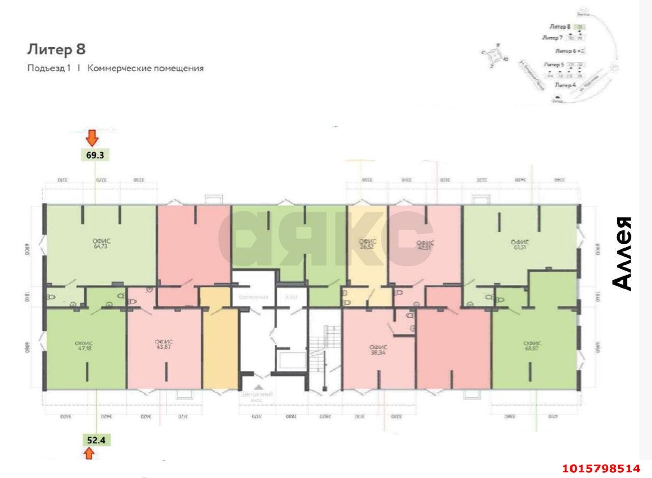 Фото №11: Торговое помещение 70 м² - Краснодар, жилой комплекс Друзья, ул. имени Генерала Брусилова, 28к2