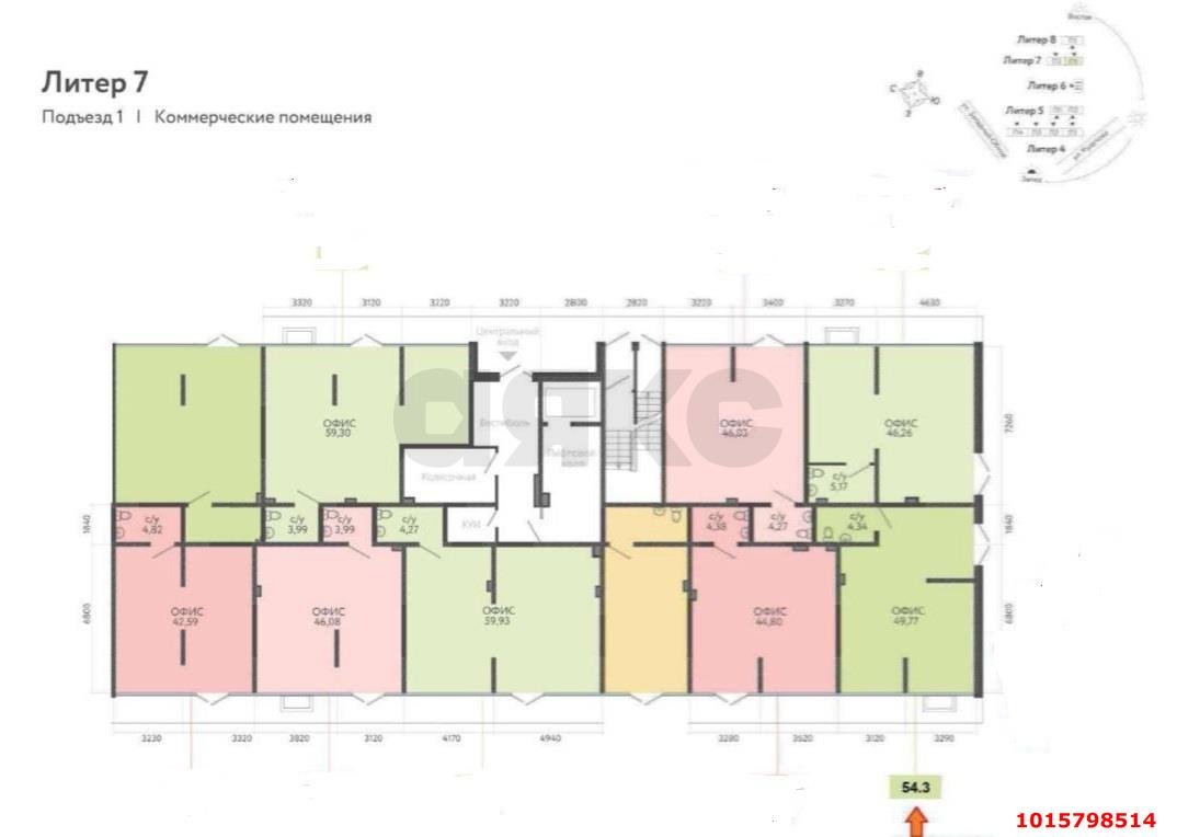 Фото №10: Коммерция 69 м² - Краснодар, Прикубанский внутригородской округ, мкр. жилой комплекс Друзья, ул. имени Генерала Брусилова, 28к2