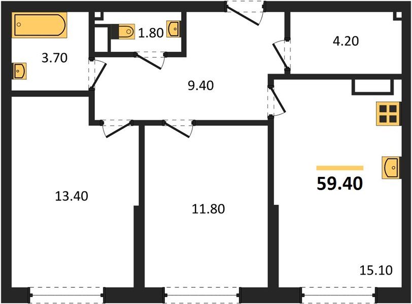 Фото №1: 2-комнатная квартира 59 м² - Краснодар, Прикубанский внутригородской округ, мкр. Догма Парк
