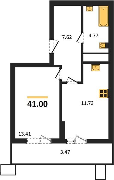 Фото №1: 1-комнатная квартира 41 м² - Знаменский, Карасунский внутригородской округ, мкр. Родные Просторы