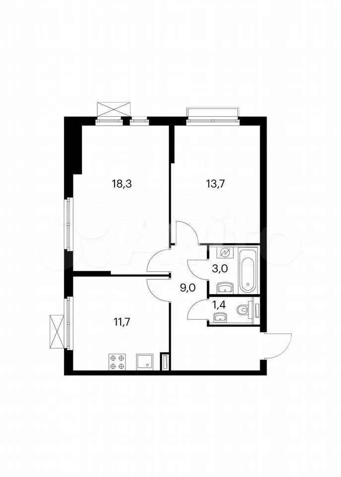 Фото №12: 2-комнатная квартира 53 м² - Москва Новомосковский административный округ