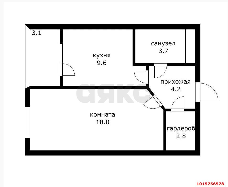 Фото №15: 1-комнатная квартира 38 м² - Краснодар, Прикубанский внутригородской округ, жилой комплекс Кубанский, мкр. Завод Измерительных Приборов, ул. Зиповская, 34к2