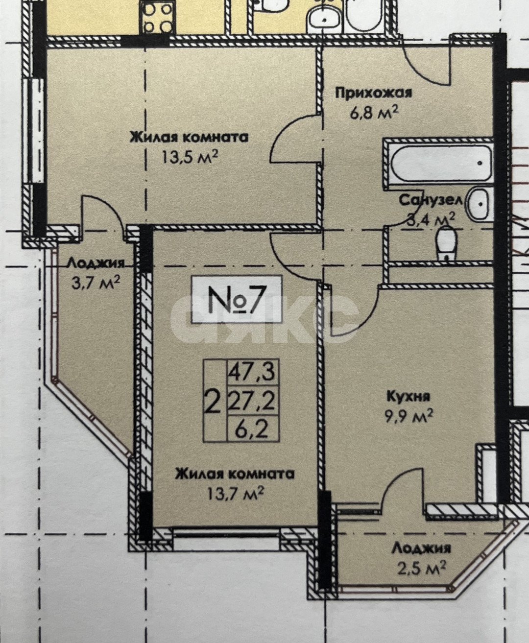 Фото №13: 2-комнатная квартира 54 м² - Анапа, жилой комплекс Лазурный, ул. Крестьянская, 27к7