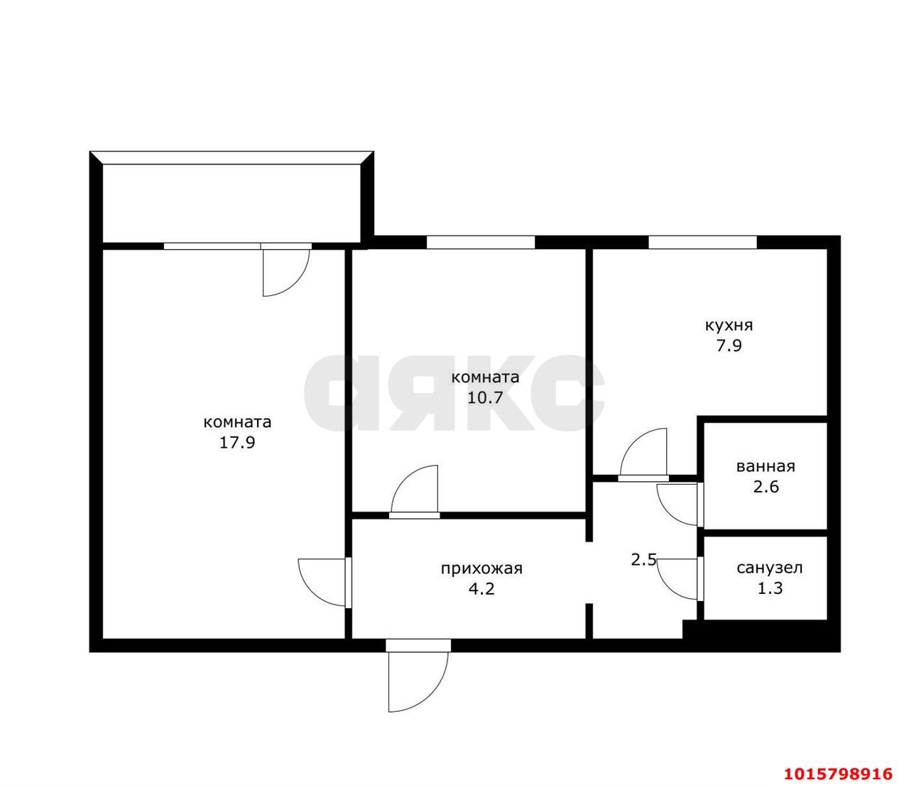 Фото №3: 2-комнатная квартира 47 м² - Краснодар, Западный внутригородской округ, мкр. Юбилейный, пр-кт Чекистов, 4