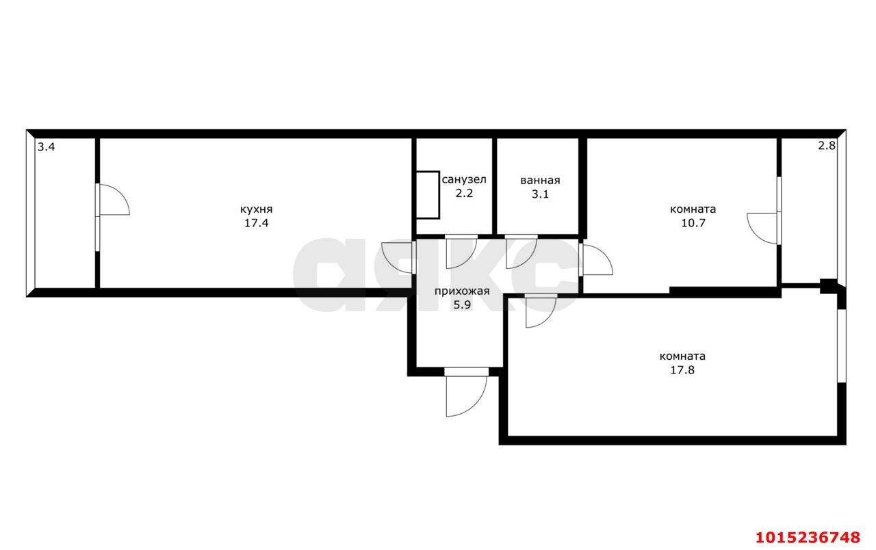 Фото №13: 2-комнатная квартира 63 м² - Краснодар, Прикубанский внутригородской округ, мкр. Парк Победы, ул. Героя Пешкова, 14к5