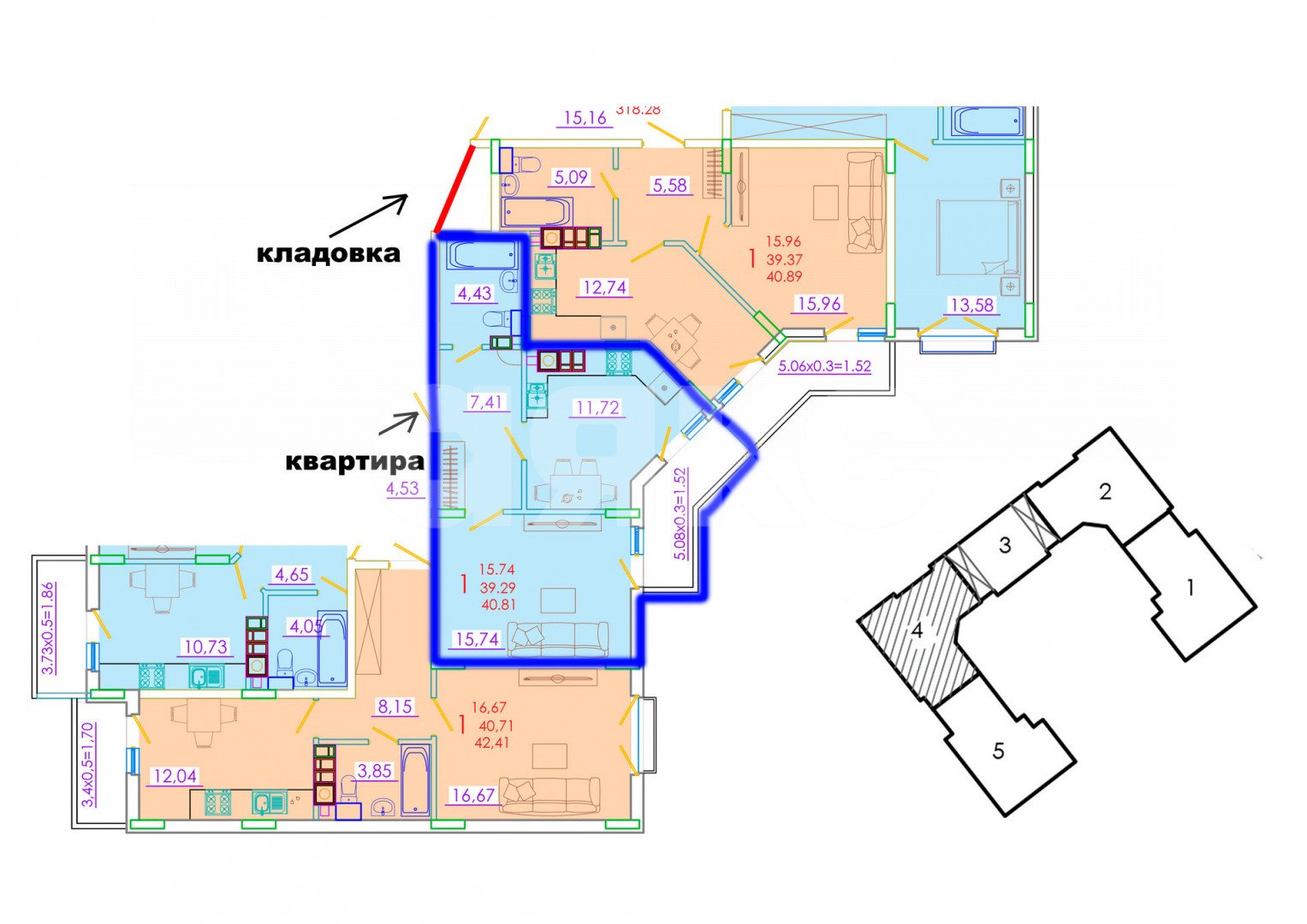 Фото №11: 1-комнатная квартира 41 м² - Геленджик, жилой комплекс Чайковский, ул. Маршала Жукова, 3к4