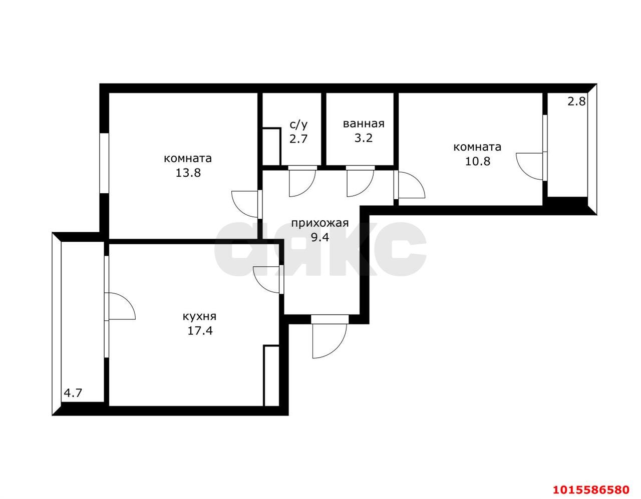 Фото №15: 2-комнатная квартира 57 м² - Краснодар, жилой комплекс Свобода, ул. Домбайская, 55