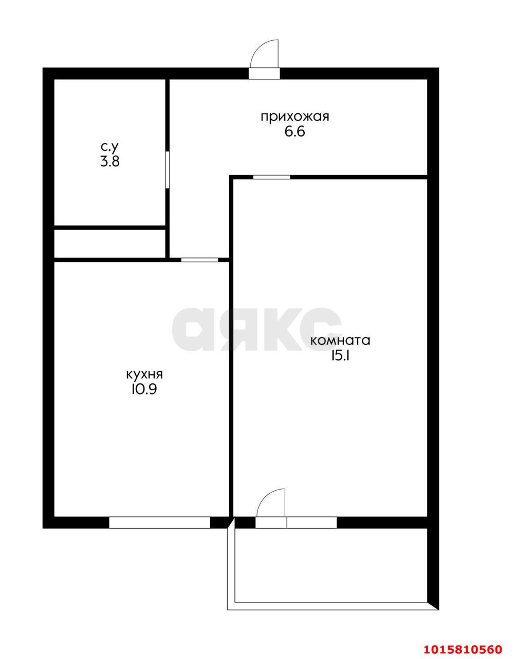 Фото №12: 1-комнатная квартира 38 м² - Краснодар, ЖК Абрикосово, ул. имени Героя Георгия Бочарникова, 4к1