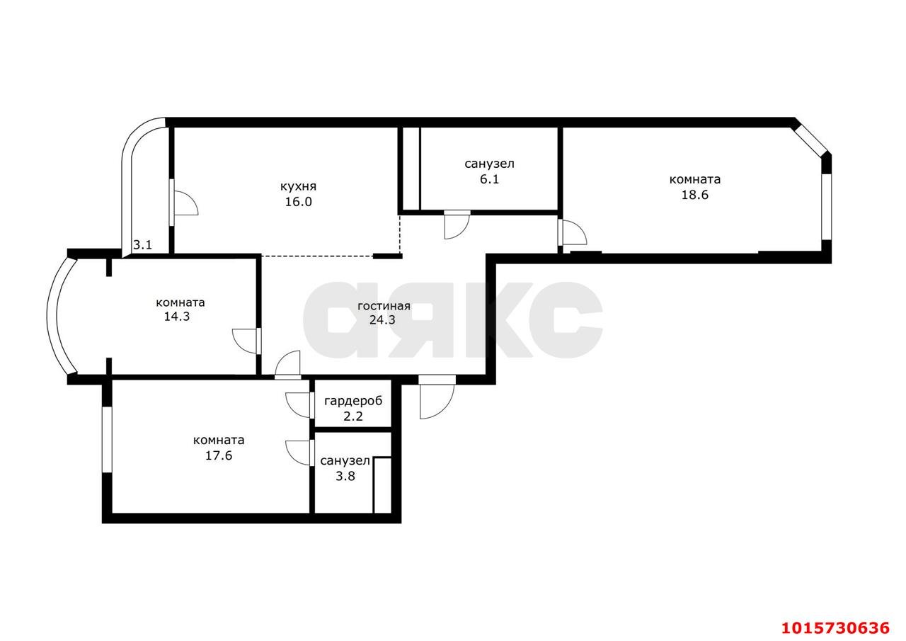 Фото №25: 3-комнатная квартира 102 м² - Краснодар, Прикубанский внутригородской округ, Фестивальный, мкр. Солнечный, ул. Казбекская, 16