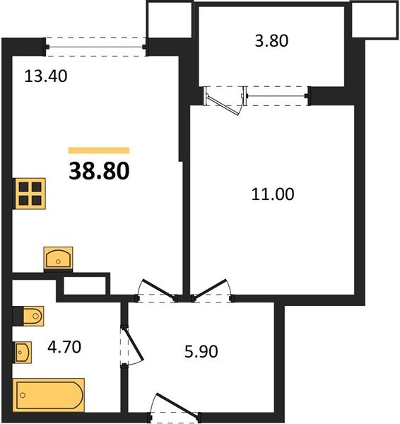 Фото №1: 1-комнатная квартира 38 м² - Краснодар, Прикубанский внутригородской округ, мкр. Парк Победы
