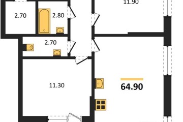 Фото №1: 2-комнатная квартира 64 м² - Краснодар, мкр. Парк Победы, 