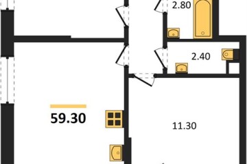 Фото №1: 2-комнатная квартира 59 м² - Краснодар, мкр. Парк Победы, 