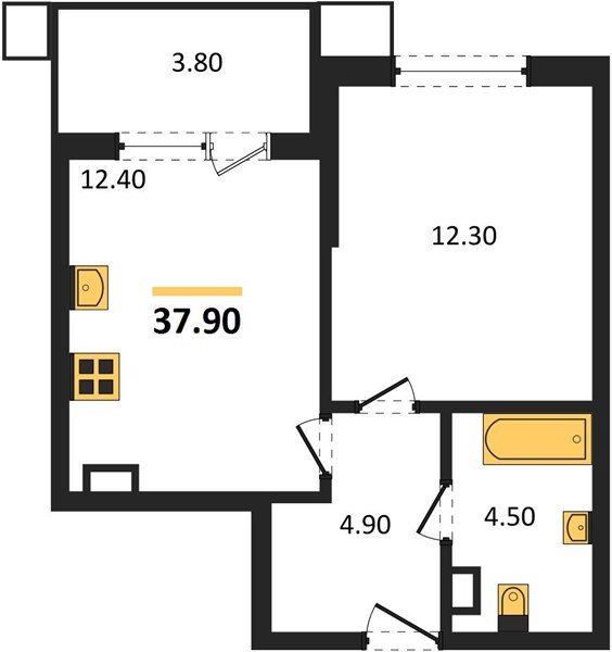 Фото №1: 1-комнатная квартира 37 м² - Краснодар, Прикубанский внутригородской округ, мкр. Парк Победы