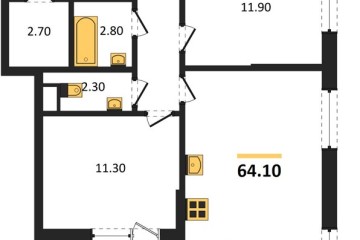 Фото №1: 2-комнатная квартира 64 м² - Краснодар, мкр. Парк Победы, 