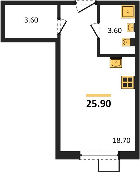Фото №1: Студия 25 м² - Краснодар, Прикубанский внутригородской округ, мкр. Парк Победы